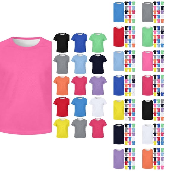 Boys T-Shirt Solid Color Short Sleeve Mesh Quick Dry Crew Neck T shirt for Boys Moisture Wicking Athletic Tops for Summer Gym School Outdoor Casual
