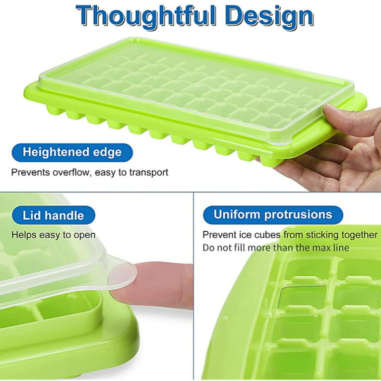 Combler Mini Ice Cube Tray with Lid and Bin, Ice Trays for Freezer 3 Pack,  Upgraded 123X3 Pcs Small Round Ice Cube Trays Easy Release, Mini Ice Maker