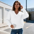 thumbnail image 5 of Liuinsasek Womens Fuzzy Sweater Fashion Casual V-Neck Oversized Long Sleeve Soft Fluffy Knit Pullover Top for Fall/Winter Lounge Outfits, 5 of 9