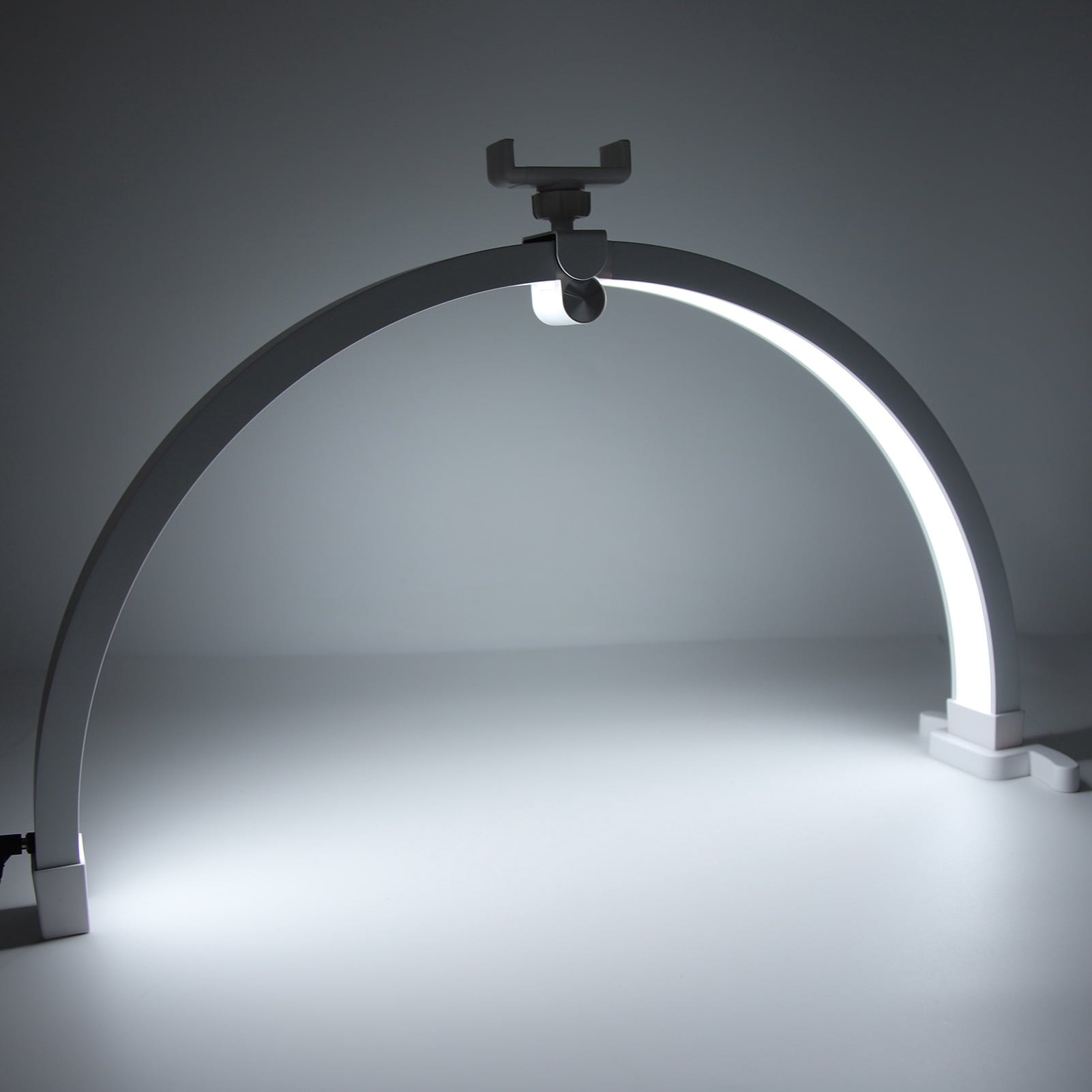 22 Inch Half Moon Nail Desk Lamp, Foldable Manicure Tattoo Desk Light Beauty Lamp 3200-5600K Adjustable Color Temperature with Phone Holder for Facial Manicure Tattoo