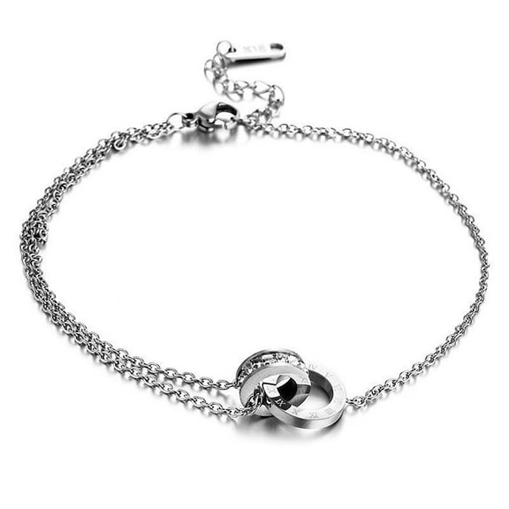 Stainless Steel Charm Anklets for Women Real 18K golden Plated Ring 8.27 inch(21cm) 1pc