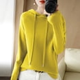 thumbnail image 2 of Gyexs Winter Sweaters for Women Casual Solid Color Petite Tops Knitwear Fall Loose Knit Pullover Sweater Tops Fall Winter Outfits, Yellow, Size L, 2 of 5