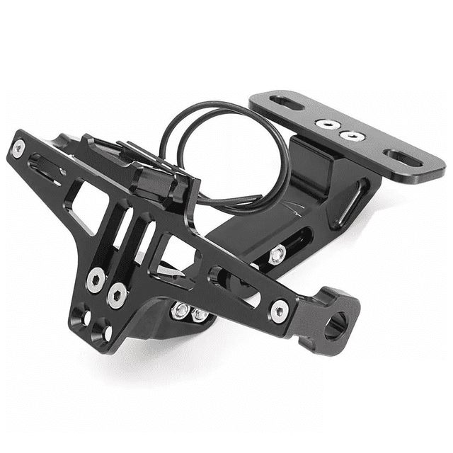 "Porta Placa Universal Para Moto Ajustable Con Luz Led negra "
