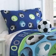 thumbnail image 2 of Riverbrook Home 4 Piece Comforter Set, Full, Blue/White, Soccer League, Polyfill, 2 of 5