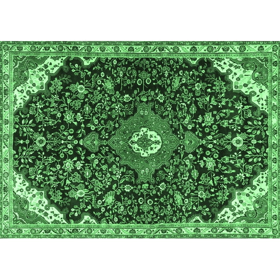 Ahgly Company Indoor Rectangle Medallion Emerald Green Traditional Area Rugs, 8' x 12'