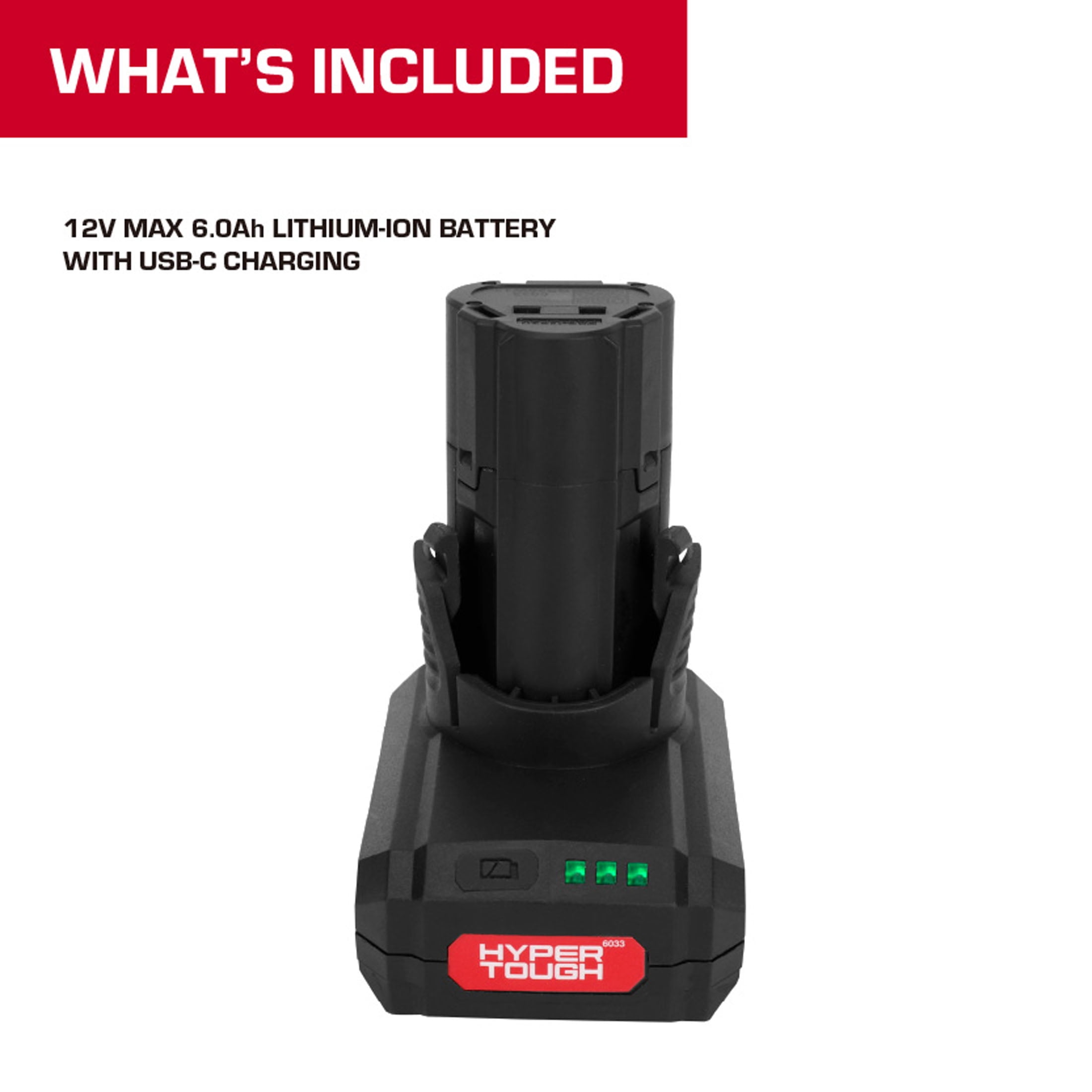 Hyper Tough 12V Max 6.0Ah Lithium-Ion Rechargeable Battery Pack