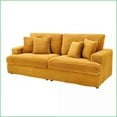 thumbnail image 2 of Modern 3-Seater Corduroy Sofa with 4 Pillows – 79.3” Long for Living Room | Orange | Solid Wood Frame | Sponge Cushions, 2 of 9