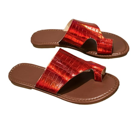 

Funicet Slides for Women Women Flats Flip Flops Open Toe Comfortable Shoes Non-Slip Causal Sandals Red 38