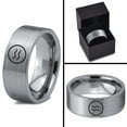 thumbnail image 4 of Tungsten Horoscope Aquarius Band Ring 8mm Men Women Comfort Fit Gray Flat Cut Brushed Polished, 4 of 4