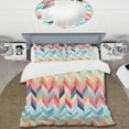 thumbnail image 2 of Designart "Rustic Farmhouse Chevron II" Pink Chevron Bedding Covert Set - glam Bed Set With 2 Shams, 2 of 5