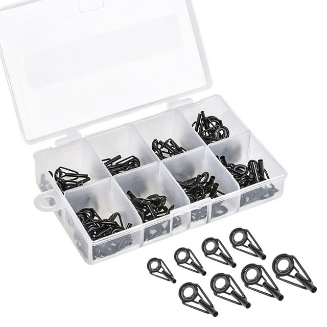 Amdohai 80Pcs/Box 8 Sizes Telescopic Fishing Rod Guide Kit Rod DIY Eye Rings Fishing Rod Guide Fishing Tackle