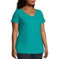 thumbnail image 2 of Just My Size Women's Plus Size Slub Shirred V-Neck, 2 of 5