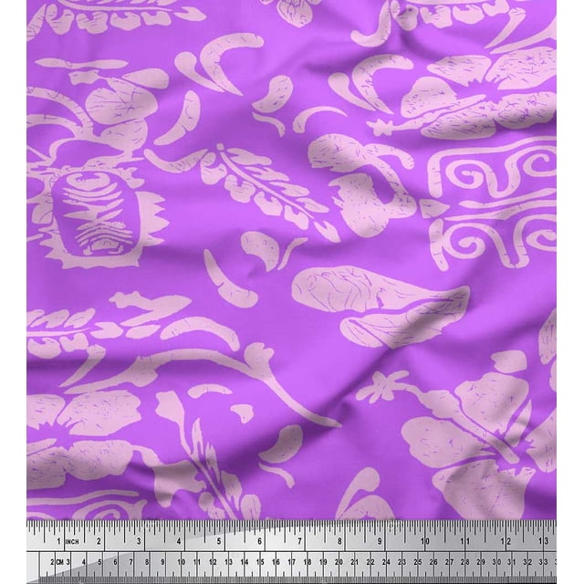 Soimoi Rayon Fabric Flower Artistic Printed Fabric 1 Yard 42 Inch Wide