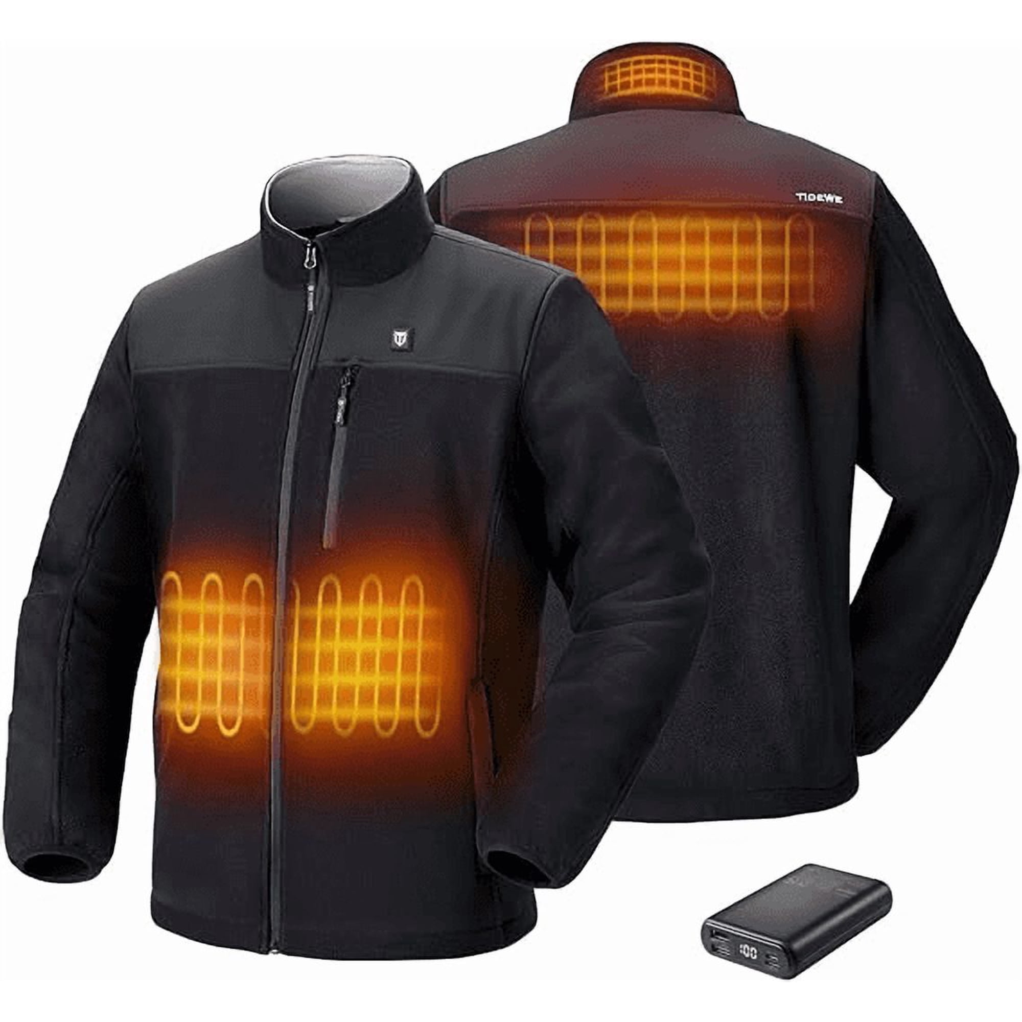 TIDEWE Heated Fleece Jacket for Men with 10000mAh Battery Pack 3 Heat Settings Warm Hunting Jacket for Cold Weather Hiking and Outdoor Activities