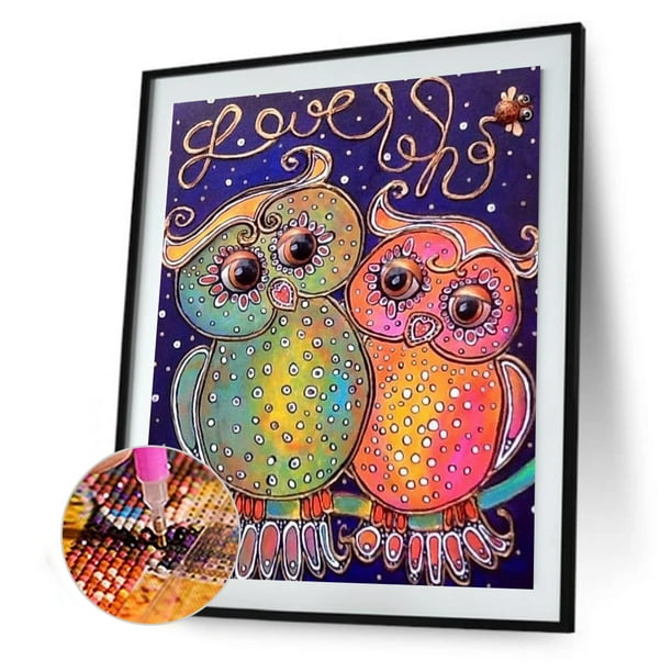 Cuadros Decorativos Pareja de búhos de dibujos animados 5D DIY Kits de pintura de diamantes Taladro cuadrado completo (40x50cm) Sywqhk Nuevos Originales