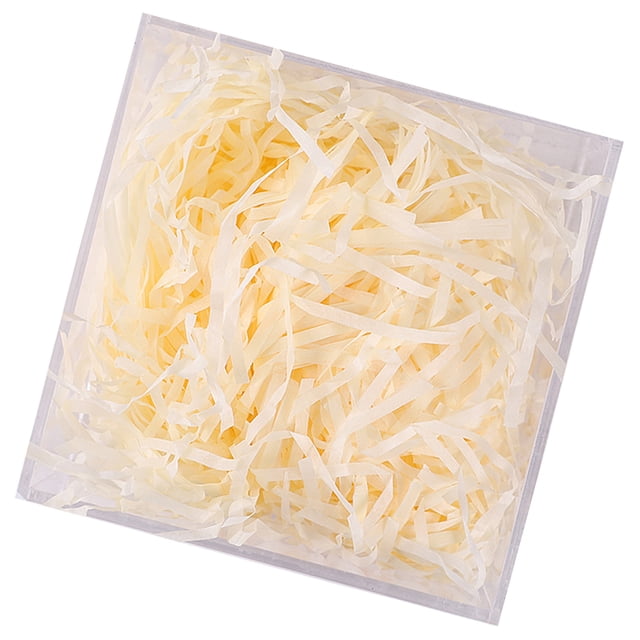 Billuyoard 1 paquete de relleno de rafia de papel Lafite colorido triturado arrugado relleno boda fiesta Pascua Navidad champán amarillo Type3 NO3