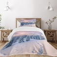 thumbnail image 3 of Ambesonne Mountain Quilted Bedspread Set 2 Pcs, Idyllic Winter Morning, Twin Size, Pale Pink White, 3 of 6