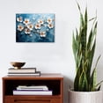 thumbnail image 4 of Abstract White Flower Canvas Wall Art, 3D Oil Painting Style Floral Print, Modern Textured Blossom Artwork for Living Room Bedroom Office Decor, Ready to Hang, 4 of 6