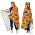 thumbnail image 2 of Wearable Blanket,Orange Dinosaur Volcano Pattern Hooded Wearable Flannel Blanket for Adults & Teens,Winter Poncho Shawl Wrap Cape Cozy Anti-Pill,50"x60", 2 of 5