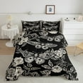 thumbnail image 2 of jejeloiu Gothic Skull Skeleton Full Size Comforter Sets,Boho Bohemian Moth Bedding Comforter Set,Beige Black Bedding Sets For Men Women,Microfiber Bedroom Decor Reversible,3 Pieces, 2 of 8