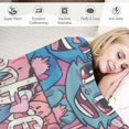 thumbnail image 3 of Nawypu Blue Pink Alien Monster Plush Flannel Blanket Lightweight Soft Cozy Fuzzy Warm Throw for Couch Sofa Bedroom Living Room, 3 of 6
