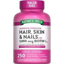 Hair, Skin & Nails Vitamins with Biotin | 5000mcg | 250 Softgels | Includes Collagen and Coconut Oil | by Nature's Truth