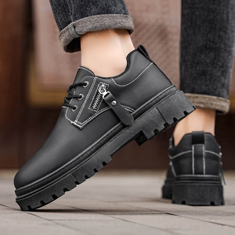 Black Shoes For Men Square Toe Laced Classic British Style Work