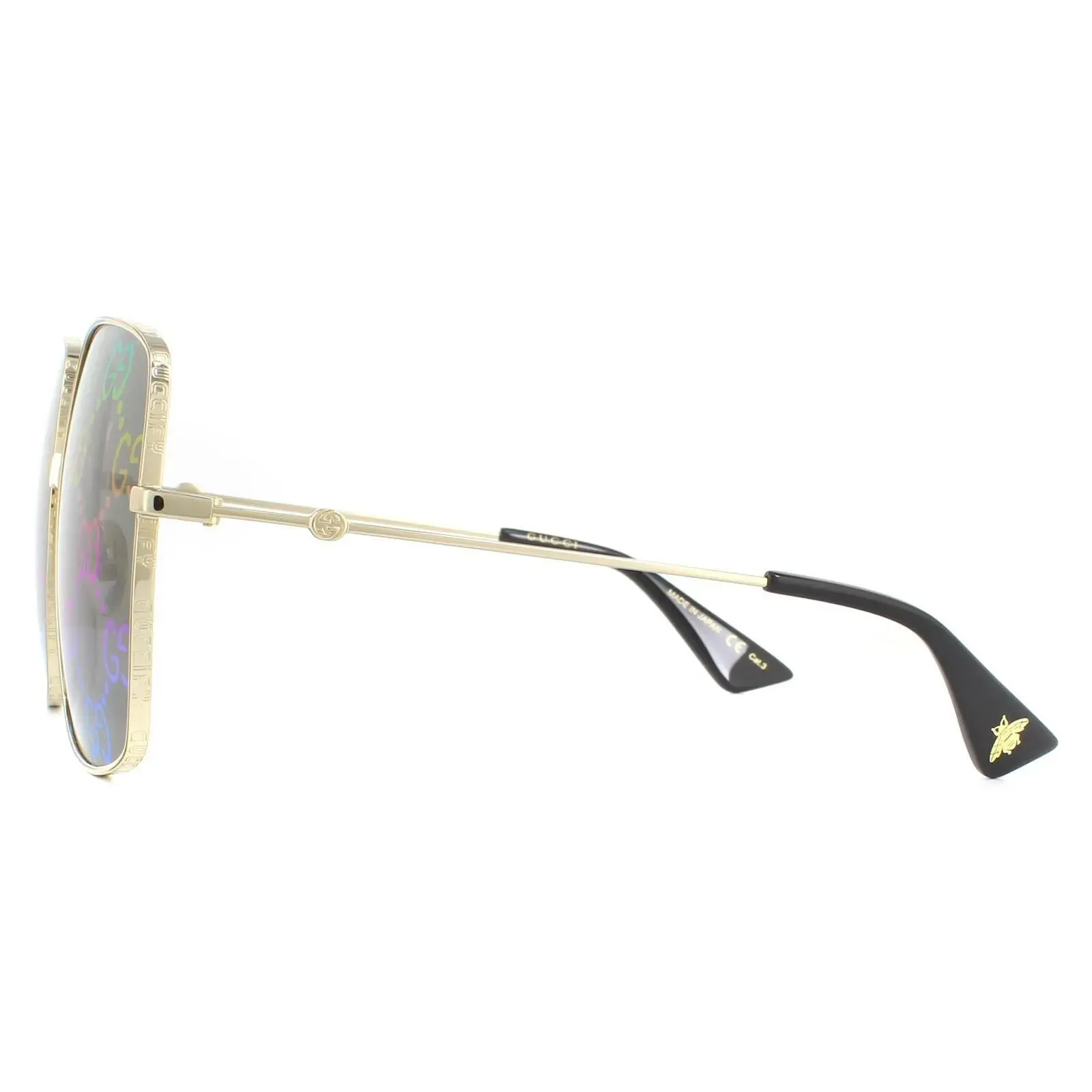 Gucci Gold Metal Frame Sunglasses with Blue-Gray Gradient Lenses Gucci Women main image 3
