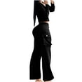 thumbnail image 3 of Xdegoge Lounge Wear for Women 2 Piece Full Zip Long Sleeve Hoodies Cropped Cardigan Jacket Outfits Oversized Wide Leg Pants with Pockets Tracksuit Sets, 3 of 4