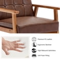 thumbnail image 6 of Miniyam Mid Century Modern Accent Chair with Wood Frame,PU Leather Single Reading Chair,Armchair for Living Room Bedroom Home Belcony Office,Brown, 6 of 11