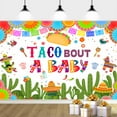 thumbnail image 4 of Taco Bout a Baby Backdrop,Mexican Fiesta Baby Shower Decorations,Gender Reveal Party Supplies,Neutral Cactus Mexico Photography Background,Boho Paper Flower Cowboy Hat Studio Shoot Props -7x5FT, 4 of 5