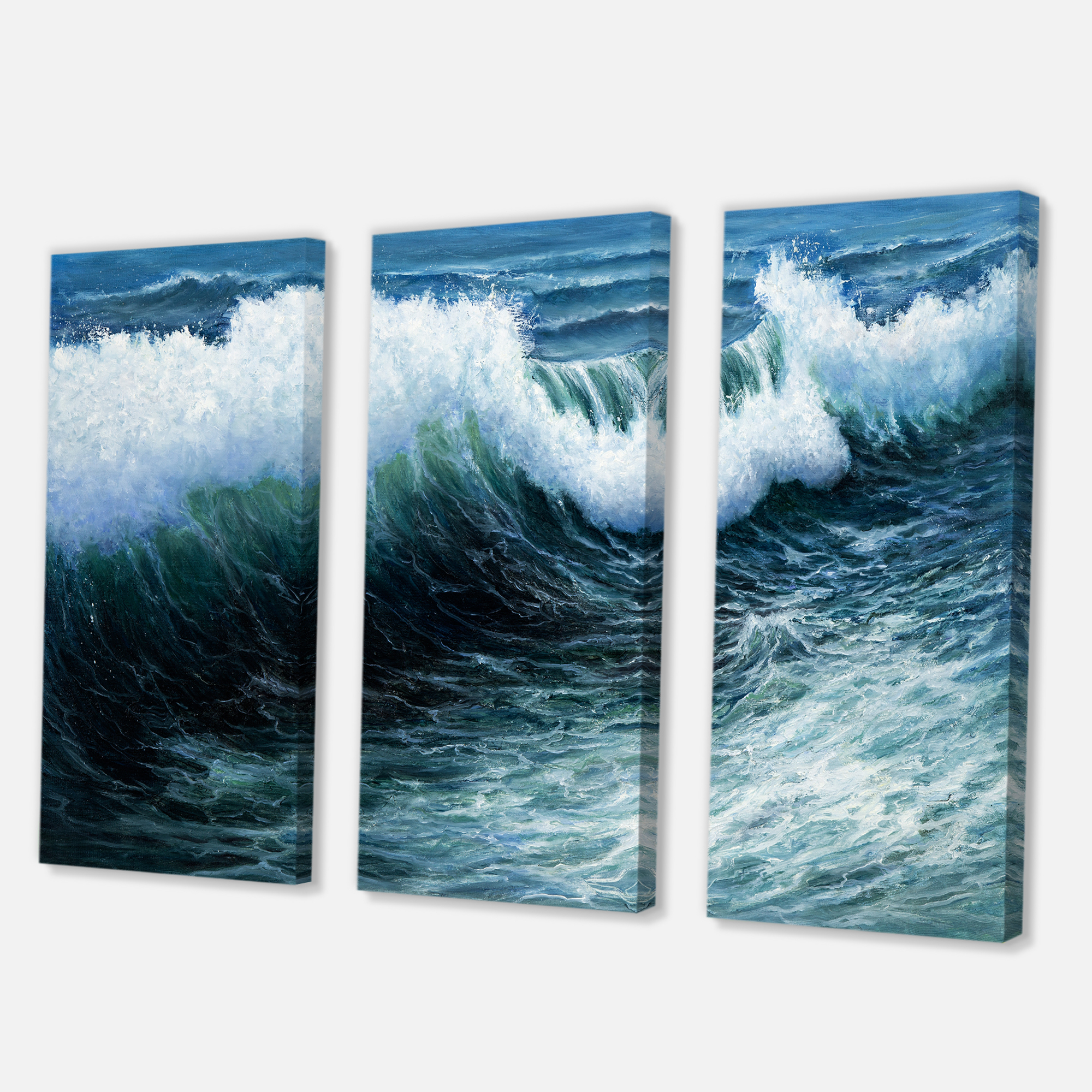 Designart ' The Ocean With Storm Waves ' Nautical & Coastal Canvas Wall Art Print