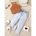 thumbnail image 2 of GXFC Kids Girls Summer Pants Outfits Little Girls Sleeveless Sling Vest  Tops+Long Denim Pants Set Casual Clothes 2Pcs 18M-6T, 2 of 6