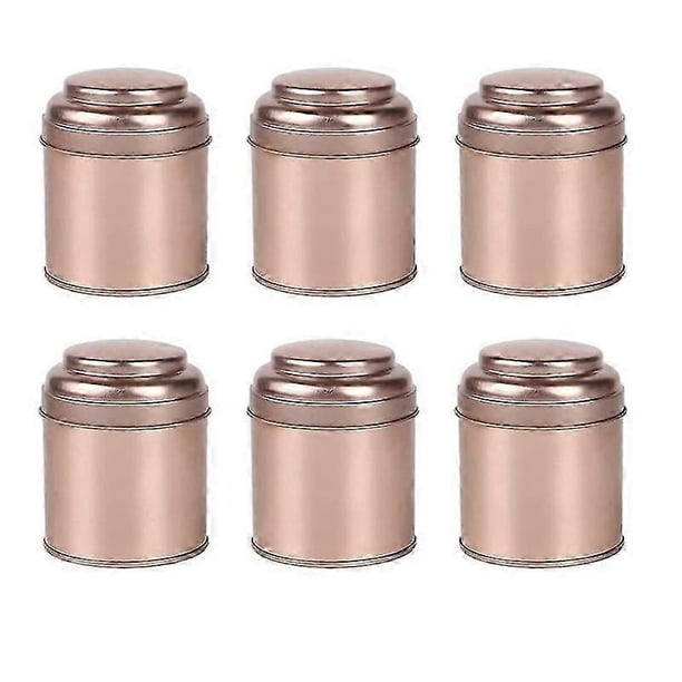 6Pcs Tea Tins Canister with Airtight Double Lids,Mini Tin Can Box and Small Round Kitchen Canisters