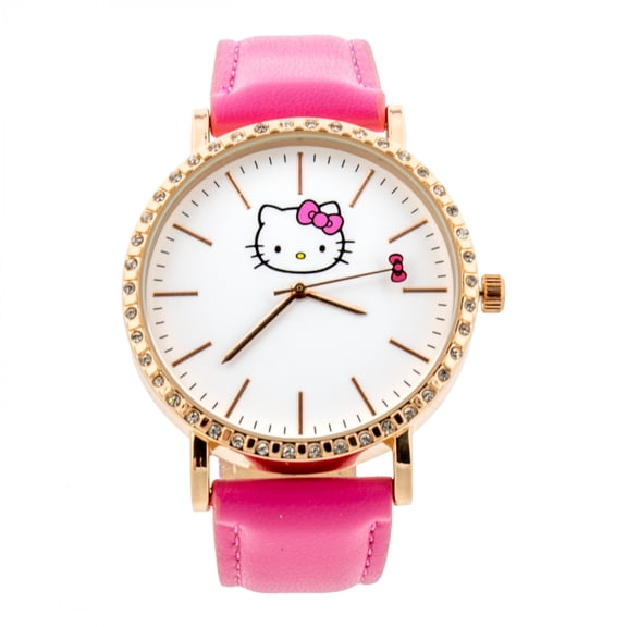 Hello Kitty Pink Strap Crystal Bezel Analog Watch