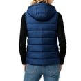 thumbnail image 5 of Guieoi Winter Jacket for Women Striped Checkered Hooded Vest with Zipper Lining and Pockets Coats Navy S, 5 of 7