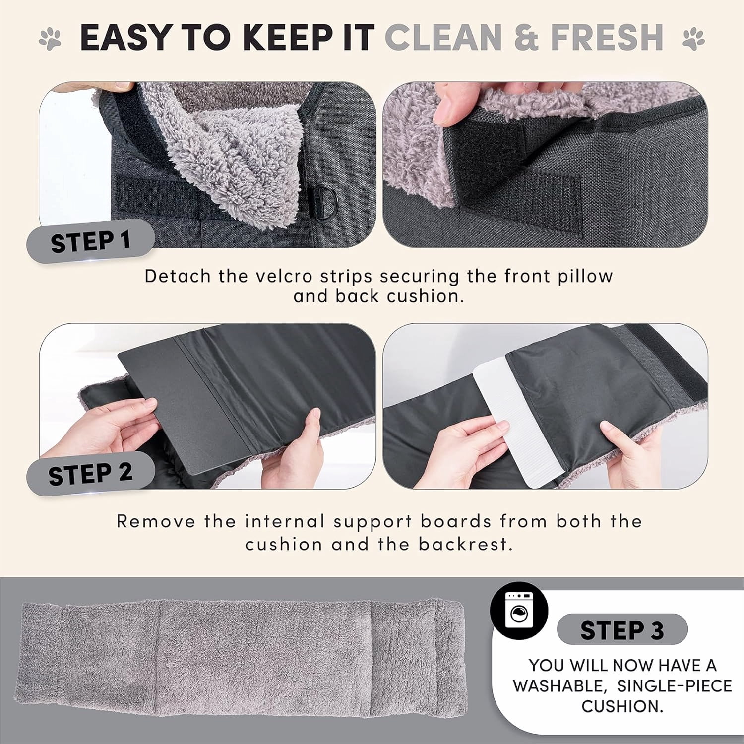 Comfort Pet Car Seat for Small Dogs and Cats in Grey with Safety Features
