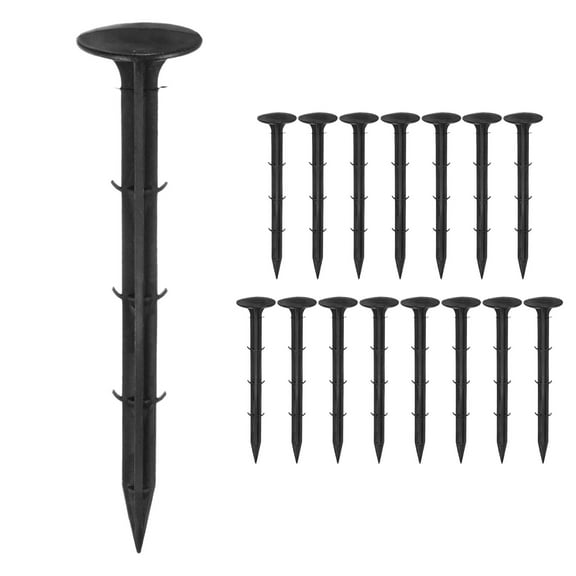 Uxcell 16-Pack Survey Markers Garden Stakes, 1.3 x 6.3 Inch Plastic Low Profile Survey Stakes Anchors Spikes for Tarpaulin/Lawn Border [Black]