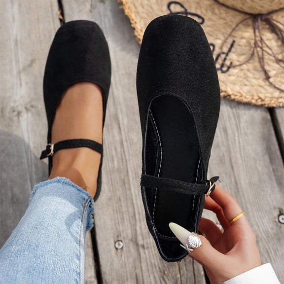 Xucatan Women's Round Toe Mary Jane Flats, Ankle Strap Buckle Loafers, Cushioned Soft Sole Comfortable Shoes for Office Daily Spring Gift