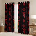 thumbnail image 2 of Feelyou Damask Aztec Curtains Pack of 2 (42x84 Each), Bowknot Ribbon Curtains Blackout, 2 of 6