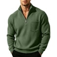 thumbnail image 2 of Nmnitkp Mens Sweatshirt Solid Corduroy Stand Collar Half Zip Long Sleeve Plus Size Pullover Loose Fit Chest Pocket Casual Layering Top for Fall Winter Office Daily Travel Weekend Wear Army Green,S, 2 of 9