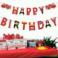 thumbnail image 3 of HTM Party Fire Truck Happy Birthday Banner For Kids Fire Engine Rescue Birthday Party Sign, Fire Truck Birthday Party Supplies For Boys Red, 3 of 4