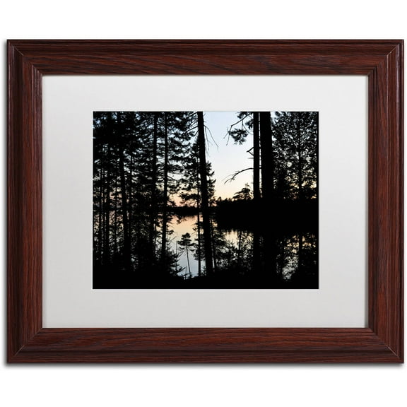 Trademark Fine Art 'Sunset Through the Trees' Canvas Art by Nicole Dietz, White Matte, Wood Frame