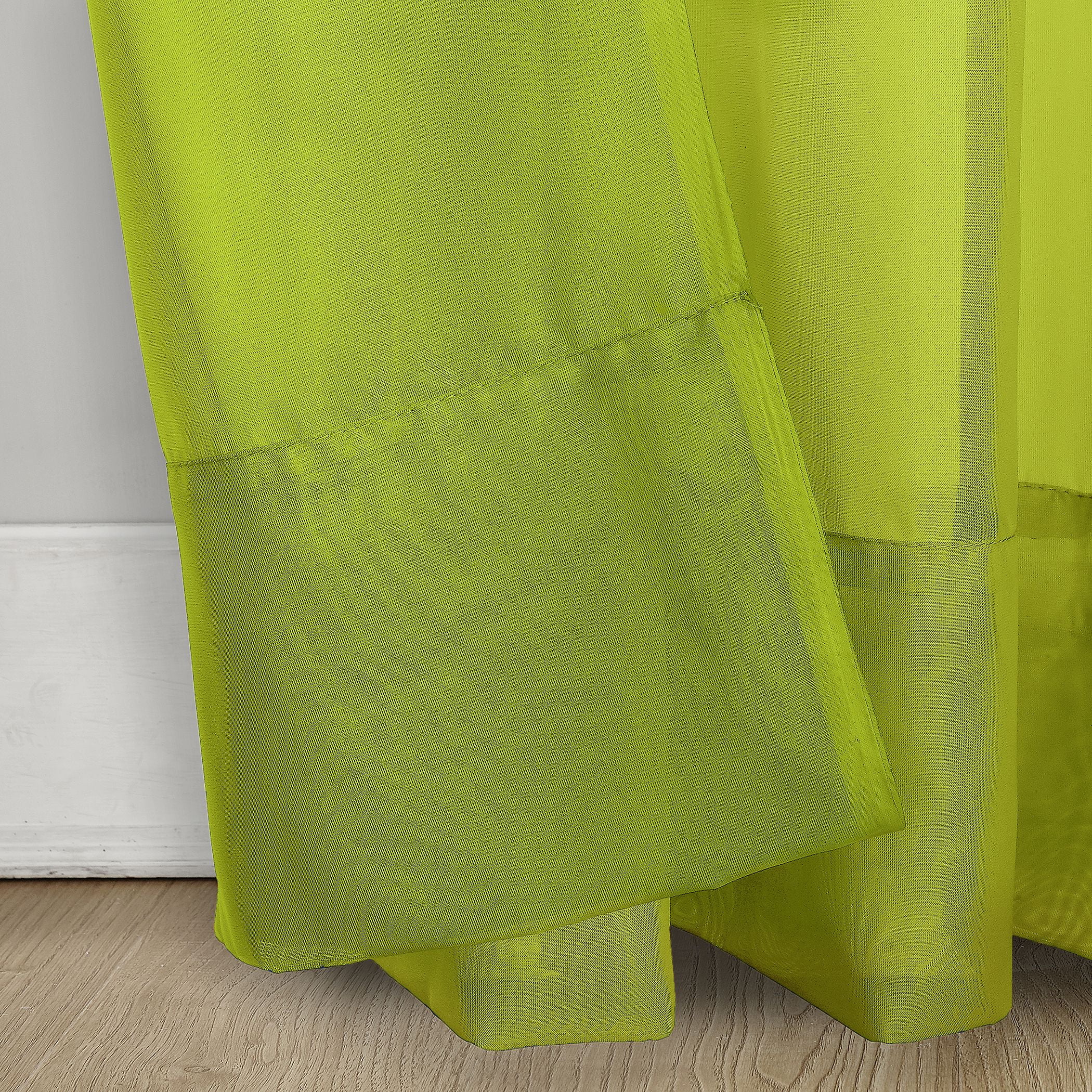 No. 918 Siren Voile Sheer Rod Pocket Curtain Panel, 59"x63", Lime Green