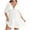 White, variant on Luxalzxs Bathing Suit Cover Up for Women Plus Size Solid Color Short Sleeved V-Neck Waist Cinching Skirt Pleated Beach Bikini Cover Up Dress