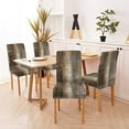 Brown and Grey Chair Covers Dining Chair Slipcover Set of 4 Stretch