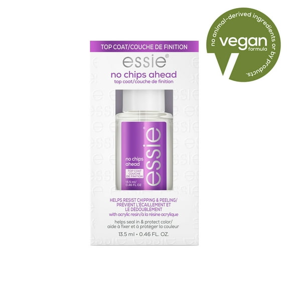 essie Vegan Clear Top Coat, No Chips Ahead, 0.46 fl oz Bottle