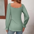 thumbnail image 4 of YYDGH Women's V Neck Drawstring Ruched Tops Puff Long Sleeve Ruffle Cuff Shirts Solid Color Casual Blouses Green XXL, 4 of 5