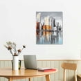 thumbnail image 2 of HENGT New York Wall Art Manhattan River Poster Abstract Canvas Cityscape Skyline Buildings Grey Gold Textured Artwork Painting for Modern Living Room Bedroom Home Office Wall Decor, 2 of 4