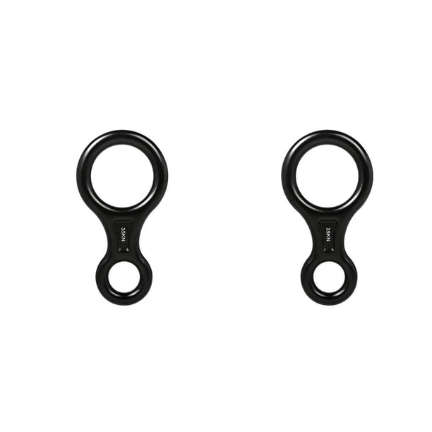 Toystoory Descensor de escalada Cuesta abajo Acampar al aire libre Rappel Rescate Ocho anillos Cuerda Rigging Slow Down Protector Negro Negro 2piezas Toystoory CBP213755